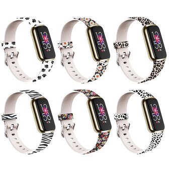 Fitbit Luxe - Sportbandje met print - Maat: Large - Zwart/wit