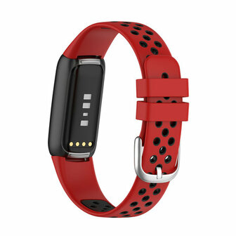 Fitbit Luxe - Siliconen sportbandje - Maat: Large - Rood + zwart