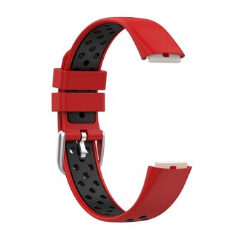 Fitbit Luxe - Siliconen sportbandje - Maat: Large - Rood + zwart