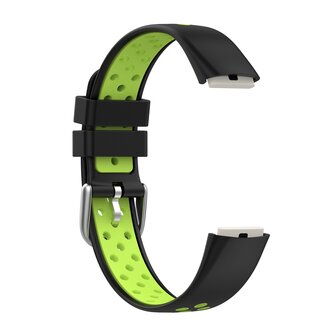 Fitbit Luxe - Siliconen sportbandje - Maat: Large - Zwart + neon groen