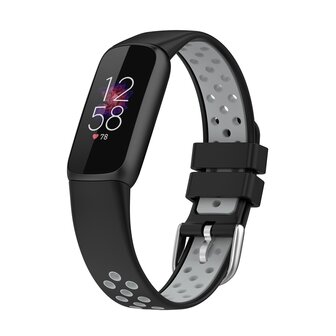 Fitbit Luxe - Siliconen sportbandje - Maat: Large - Zwart + grijs