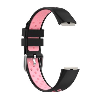 Fitbit Luxe - Siliconen sportbandje - Maat: Large - Zwart + roze