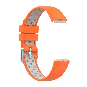 Fitbit Luxe - Siliconen sportbandje - Maat: Large - Oranje + grijs