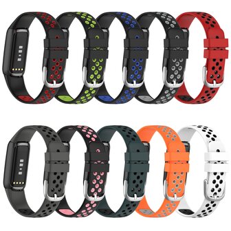 Fitbit Luxe - Siliconen sportbandje - Maat: Large - Oranje + grijs