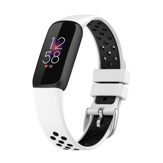 Fitbit Luxe - Siliconen sportbandje - Maat: Large - Wit + zwart