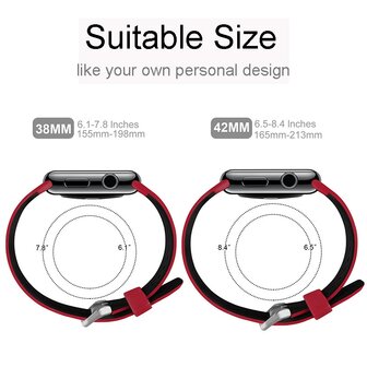 Bandje met gaatjes - 2 kleuren - Rood met zwart - Geschikt voor Apple Watch 38mm / 40mm / 41mm / 42mm