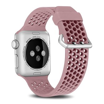 Bandje met gaatjes - Lichtroze - Geschikt voor Apple Watch 38mm / 40mm / 41mm / 42mm