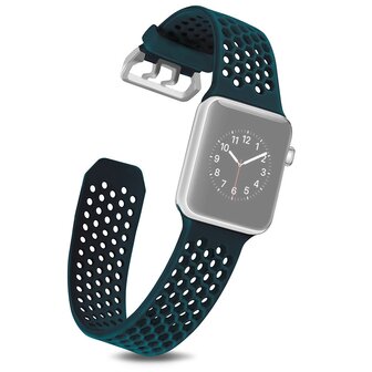 Bandje met gaatjes - Groen - Geschikt voor Apple Watch 38mm / 40mm / 41mm / 42mm