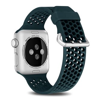 Bandje met gaatjes - Groen - Geschikt voor Apple Watch 38mm / 40mm / 41mm / 42mm