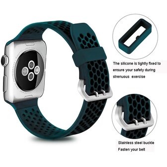 Bandje met gaatjes - Groen - Geschikt voor Apple Watch 38mm / 40mm / 41mm / 42mm