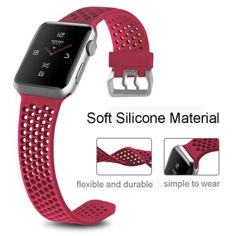 Bandje met gaatjes - Rood - Geschikt voor Apple Watch 38mm / 40mm / 41mm / 42mm