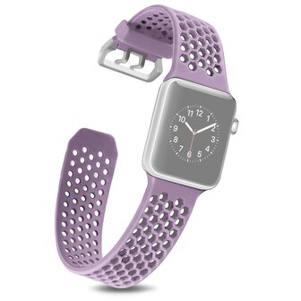 Bandje met gaatjes - Lichtpaars - Geschikt voor Apple Watch 38mm / 40mm / 41mm / 42mm