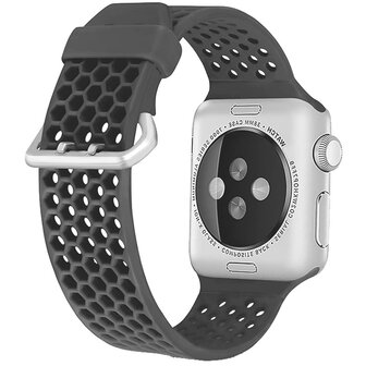 Bandje met gaatjes - Grijs - Geschikt voor Apple Watch 38mm / 40mm / 41mm / 42mm