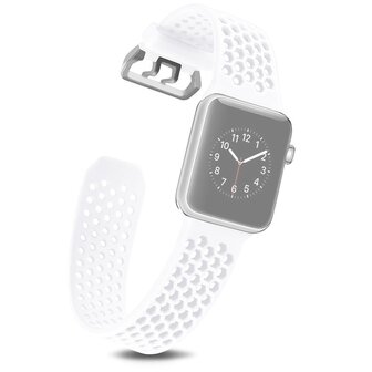 Bandje met gaatjes - Wit - Geschikt voor Apple Watch 38mm / 40mm / 41mm / 42mm