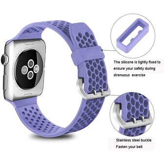 Bandje met gaatjes - Lavendel - Geschikt voor Apple Watch 44mm / 45mm&nbsp;/ 46mm / 49mm