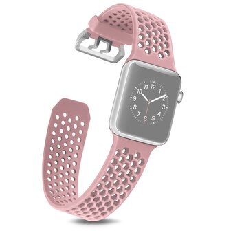 Bandje met gaatjes - Lichtroze - Geschikt voor Apple Watch 44mm / 45mm&nbsp;/ 46mm / 49mm