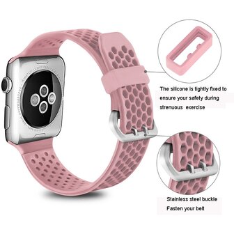 Bandje met gaatjes - Lichtroze - Geschikt voor Apple Watch 44mm / 45mm&nbsp;/ 46mm / 49mm