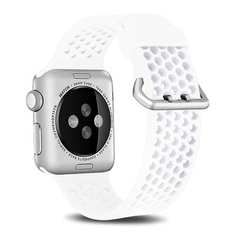 Bandje met gaatjes - Wit - Geschikt voor Apple Watch 44mm / 45mm&nbsp;/ 46mm / 49mm