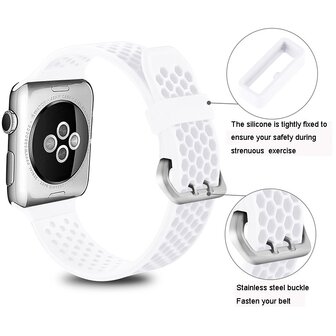 Bandje met gaatjes - Wit - Geschikt voor Apple Watch 44mm / 45mm&nbsp;/ 46mm / 49mm