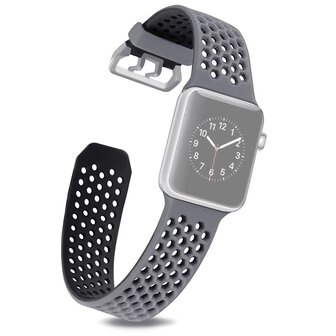 Bandje met gaatjes - 2 kleuren - Grijs met zwart - Geschikt voor Apple Watch 44mm / 45mm&nbsp;/ 46mm / 49mm