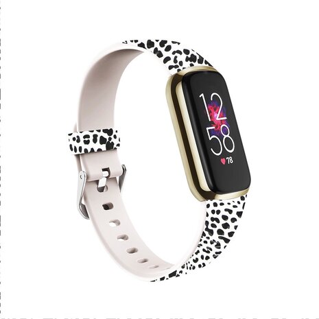 Fitbit Luxe - Sportbandje met print - Maat: Large - Zwart/wit