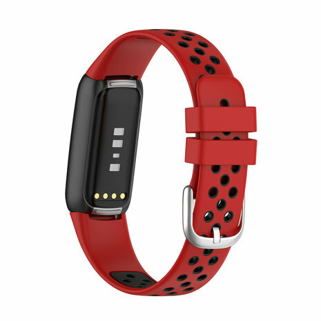 Fitbit Luxe - Siliconen sportbandje - Maat: Large - Rood + zwart