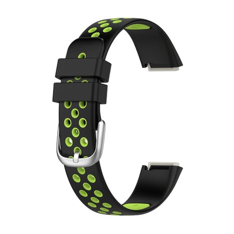 Fitbit Luxe - Siliconen sportbandje - Maat: Large - Zwart + neon groen