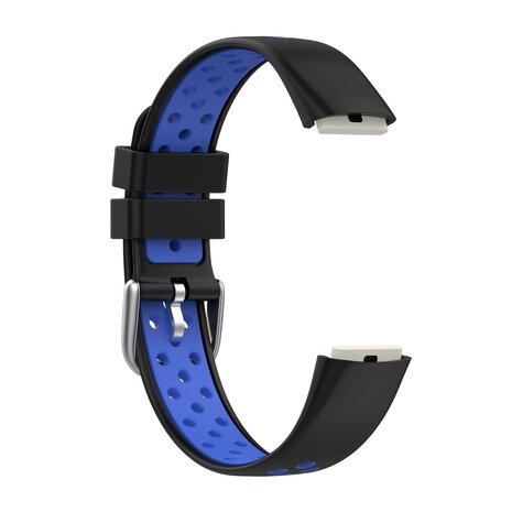 Fitbit Luxe - Siliconen sportbandje - Maat: Large - Zwart + blauw