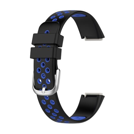 Fitbit Luxe - Siliconen sportbandje - Maat: Large - Zwart + blauw