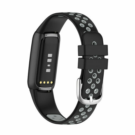 Fitbit Luxe - Siliconen sportbandje - Maat: Large - Zwart + grijs