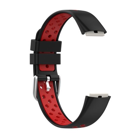 Fitbit Luxe - Siliconen sportbandje - Maat: Large - Zwart + rood