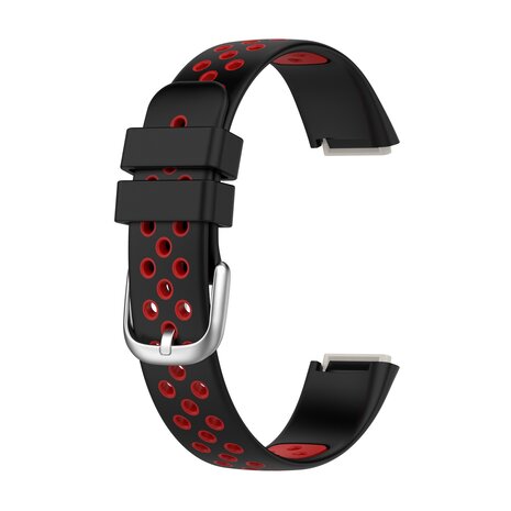 Fitbit Luxe - Siliconen sportbandje - Maat: Large - Zwart + rood