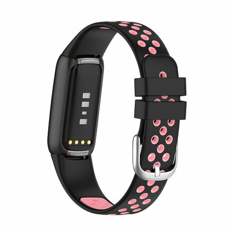 Fitbit Luxe - Siliconen sportbandje - Maat: Large - Zwart + roze