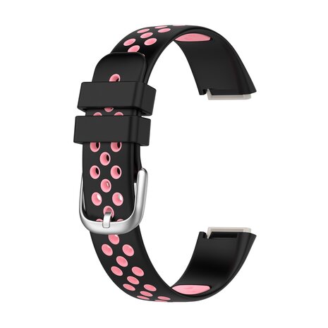 Fitbit Luxe - Siliconen sportbandje - Maat: Large - Zwart + roze