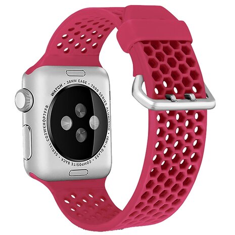 Bandje met gaatjes - Rood - Geschikt voor Apple Watch 38mm / 40mm / 41mm / 42mm