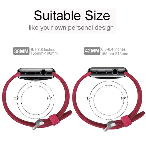 Bandje met gaatjes - Rood - Geschikt voor Apple Watch 38mm / 40mm / 41mm / 42mm