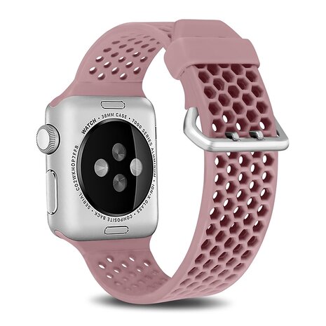 Bandje met gaatjes - Lichtroze - Geschikt voor Apple Watch 44mm / 45mm / 46mm / 49mm