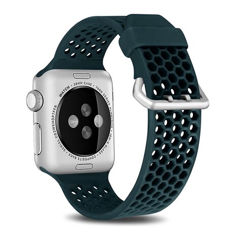 Bandje met gaatjes - Groen - Geschikt voor Apple Watch 44mm / 45mm / 46mm / 49mm