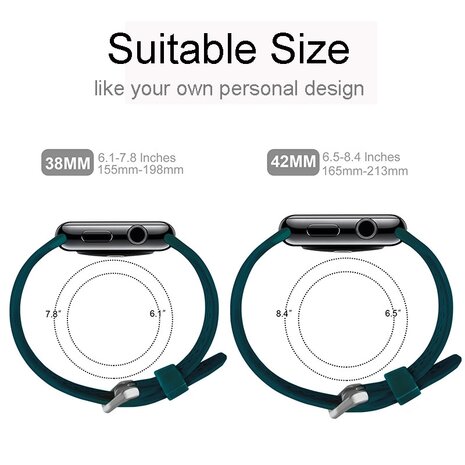 Bandje met gaatjes - Groen - Geschikt voor Apple Watch 44mm / 45mm / 46mm / 49mm