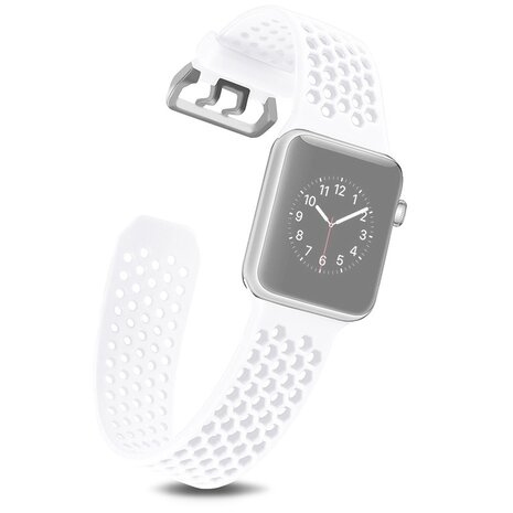 Bandje met gaatjes - Wit - Geschikt voor Apple Watch 44mm / 45mm / 46mm / 49mm